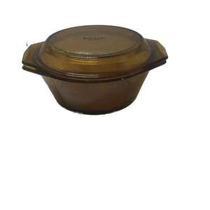 Arcopal France Amber Brown Glass Covered Casserole Dish
